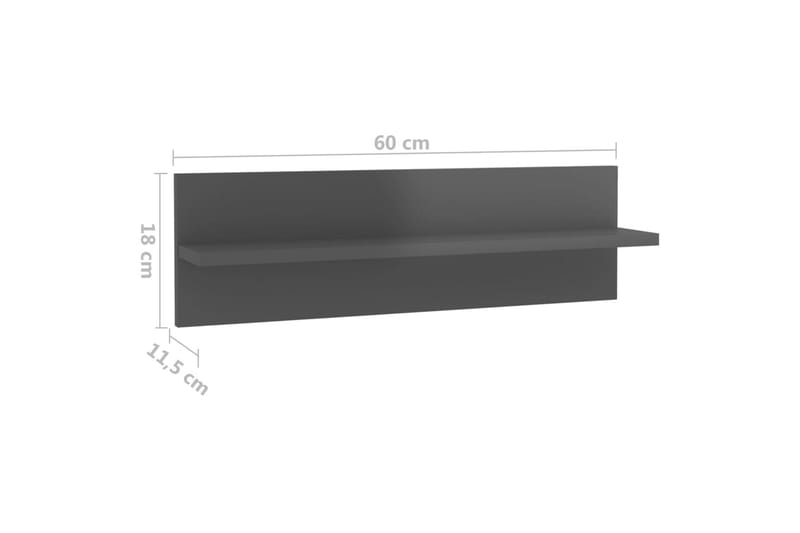 Vägghyllor 4 st grå högglans 60x11,5x18 cm spånskiva - Grå högglans - Förvaring - Köksförvaring - Kökshylla