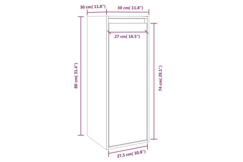 Väggskåp 2 st 30x30x80 cm massiv furu - Vit - Förvaring - Köksförvaring - Kökshylla