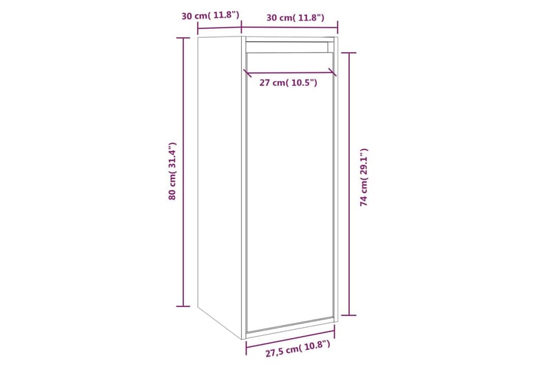 Väggskåp 2 st grå 30x30x80 cm massiv furu - Grå - Förvaring - Köksförvaring - Kökshylla