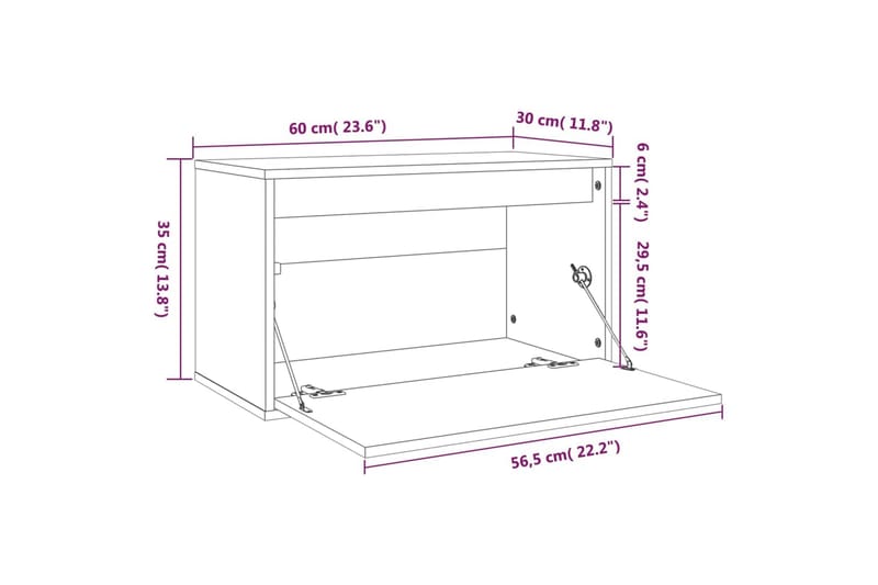 Väggskåp 60x30x35 cm massiv furu svart - Svart - Förvaring - Köksförvaring - Kökshylla