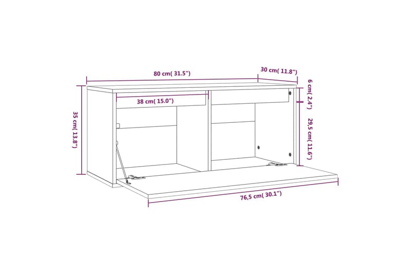 Väggskåp honungsbrun 80x30x35 cm massiv furu - Honung - Förvaring - Köksförvaring - Kökshylla