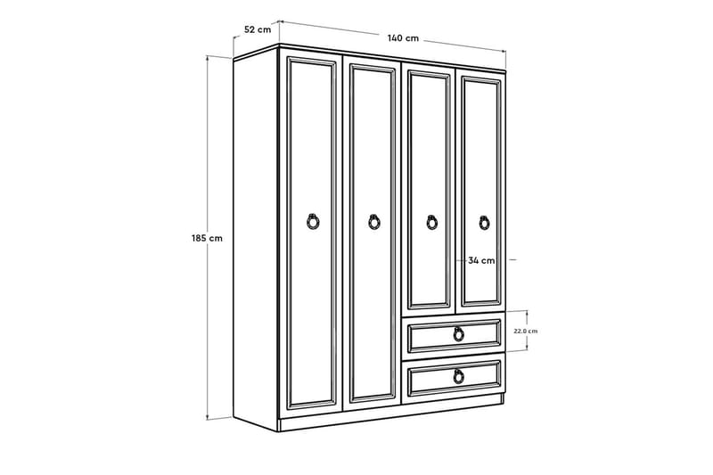 AJRA Garderob 140x185 cm Vit - Förvaring - Sko- & klädförvaring - Garderober & garderobssystem