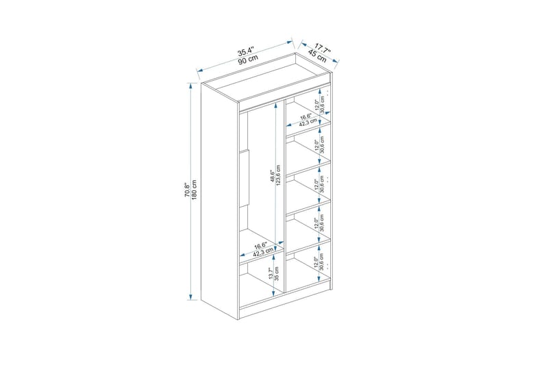 Akser Garderob 90x180 cm - Vit - Förvaring - Sko- & klädförvaring - Garderober & garderobssystem