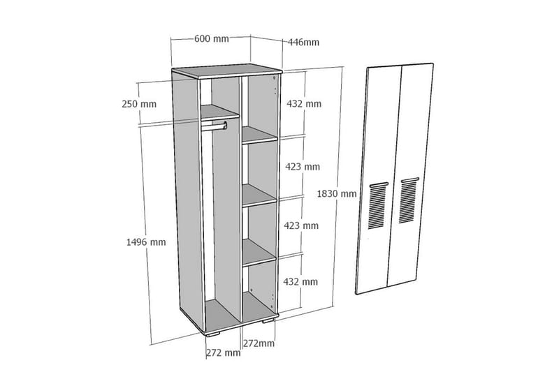 Asimo  Garderob 60x44,6 cm Antracit/Vit - Förvaring - Sko- & klädförvaring - Garderober & garderobssystem