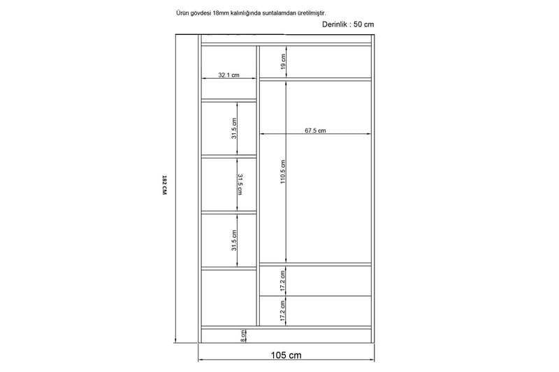 BARAHA Garderob med Spegel 105x186 cm Vit - Förvaring - Sko- & klädförvaring - Garderober & garderobssystem