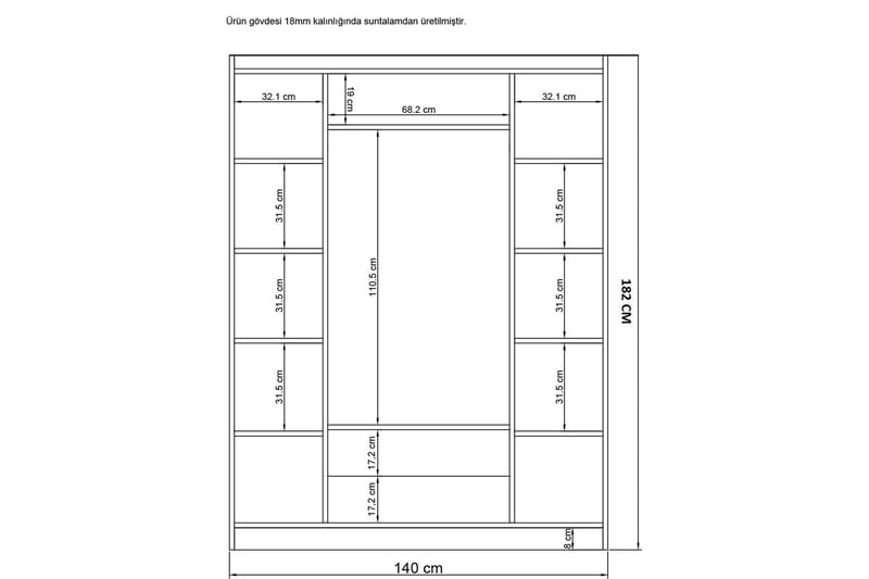 BARAHA Garderob med Spegel 140x186 cm Vit - Förvaring - Sko- & klädförvaring - Garderober & garderobssystem