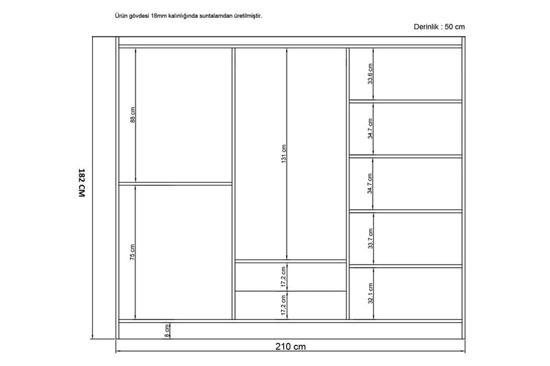 BARAHA Garderob med Spegel 210x182 cm Vit - Förvaring - Sko- & klädförvaring - Garderober & garderobssystem