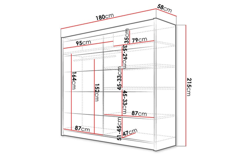 BUILDWAS Garderob 180x215 cm Brun/Vit - Förvaring - Sko- & klädförvaring - Garderober & garderobssystem