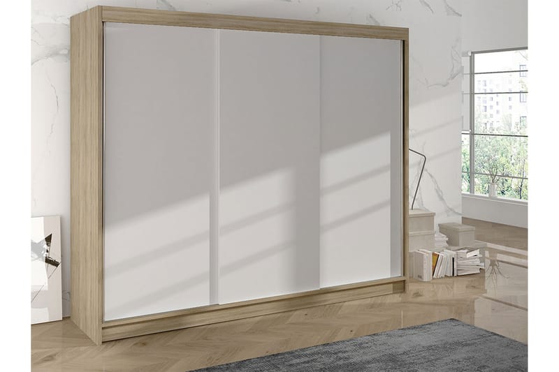 Cyria Garderob 200x215 cm - Beige/Vit - Förvaring - Sko- & klädförvaring - Garderober & garderobssystem