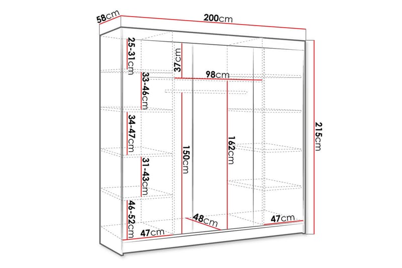 Cyria Garderob 200x215 cm - Beige/Vit - Förvaring - Sko- & klädförvaring - Garderober & garderobssystem