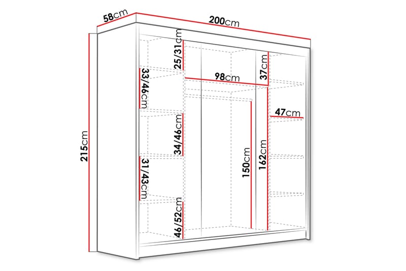 Dianna Garderob 200x215 cm - Beige - Förvaring - Sko- & klädförvaring - Garderober & garderobssystem