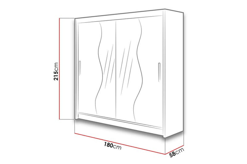 Dravon Garderob med Spegel 180x215 cm - Beige - Förvaring - Sko- & klädförvaring - Garderober & garderobssystem