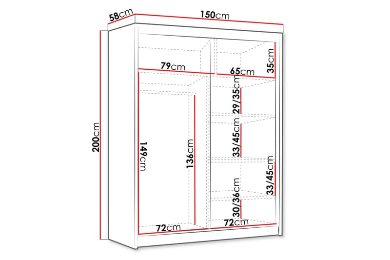 Emet Garderob 150x200 cm - Beige - Förvaring - Sko- & klädförvaring - Garderober & garderobssystem