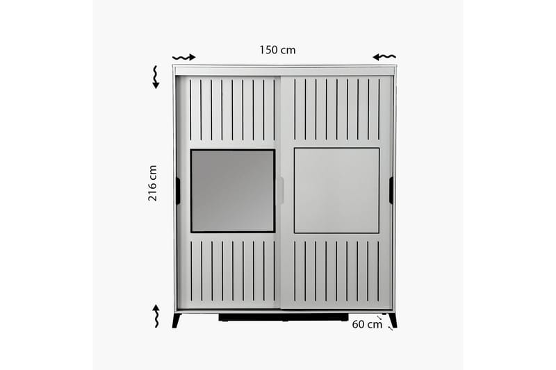 BRADLEY Garderob 150 Vit - Vit - Garderober & garderobssystem