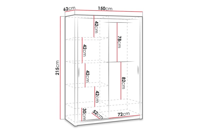 BRASEL Garderob 150 cm Vit - Förvaring - Sko- & klädförvaring - Garderober & garderobssystem