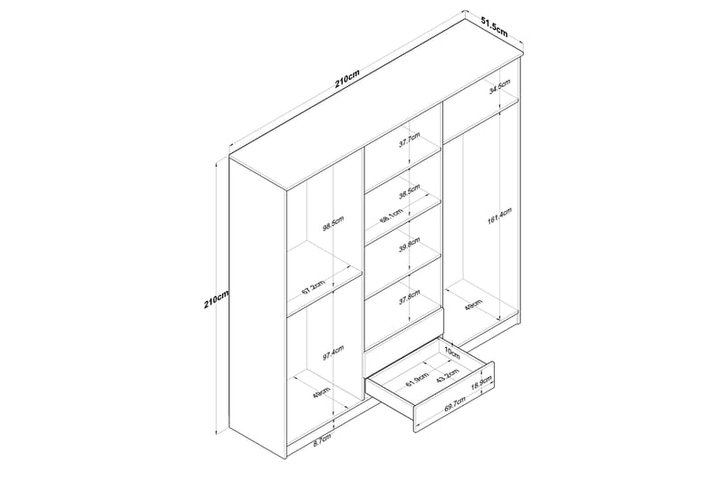 CANEDOR Garderob med Spegel Valnöt/Vit - Förvaring - Sko- & klädförvaring - Garderober & garderobssystem