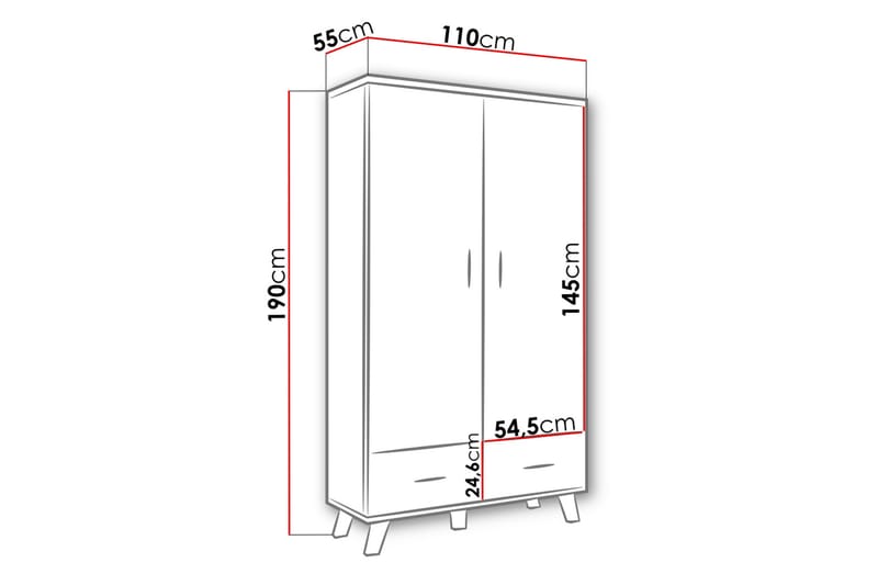 COPLIN Garderob 110 cm Natur/Svart - Förvaring - Sko- & klädförvaring - Garderober & garderobssystem