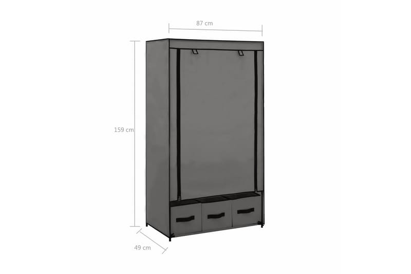 Garderob grå 87x49x159 cm tyg - Grå - Förvaring - Sko- & klädförvaring - Garderober & garderobssystem