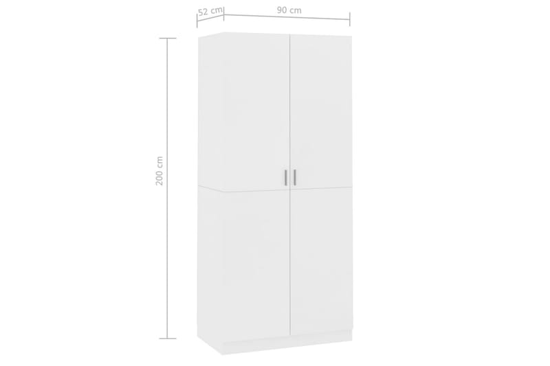 Garderob vit 90x52x200 cm spånskiva - Vit - Förvaring - Sko- & klädförvaring - Garderober & garderobssystem