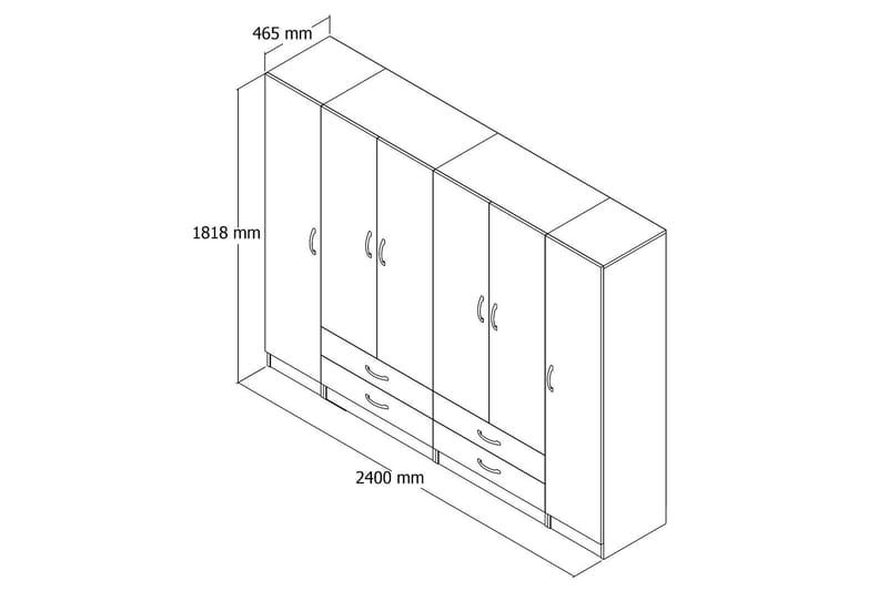 GRD Garderob 240 cm Vit - Förvaring - Sko- & klädförvaring - Garderober & garderobssystem