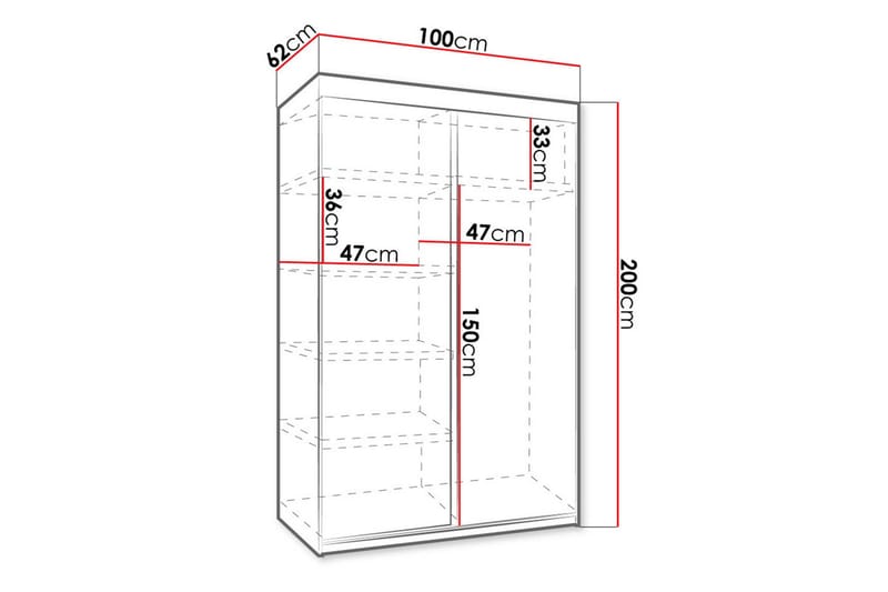 HATRUR Garderob LED-belysning Blå 100  cm Mörk Ask - Förvaring - Sko- & klädförvaring - Garderober & garderobssystem