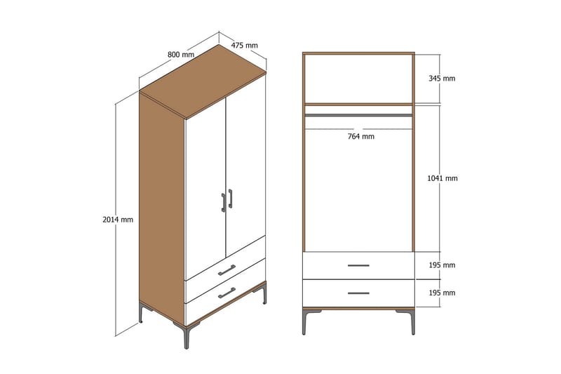 Kumsal Garderob 80 cm Antracit - Förvaring - Sko- & klädförvaring - Garderober & garderobssystem