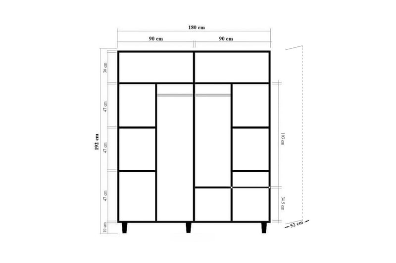 Loni Garderob 180 cm Brun - Förvaring - Sko- & klädförvaring - Garderober & garderobssystem