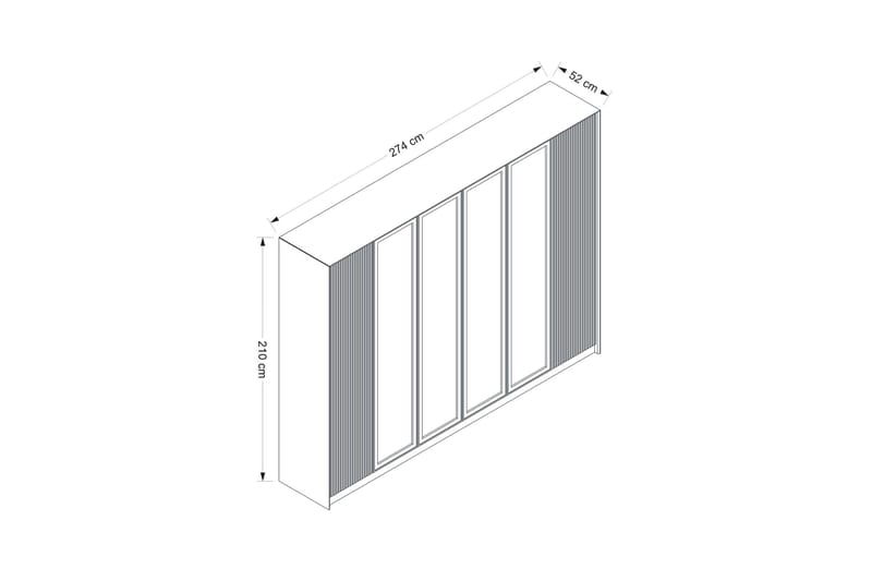 Luxe Garderob 270 cm Guld/Vit - Förvaring - Sko- & klädförvaring - Garderober & garderobssystem