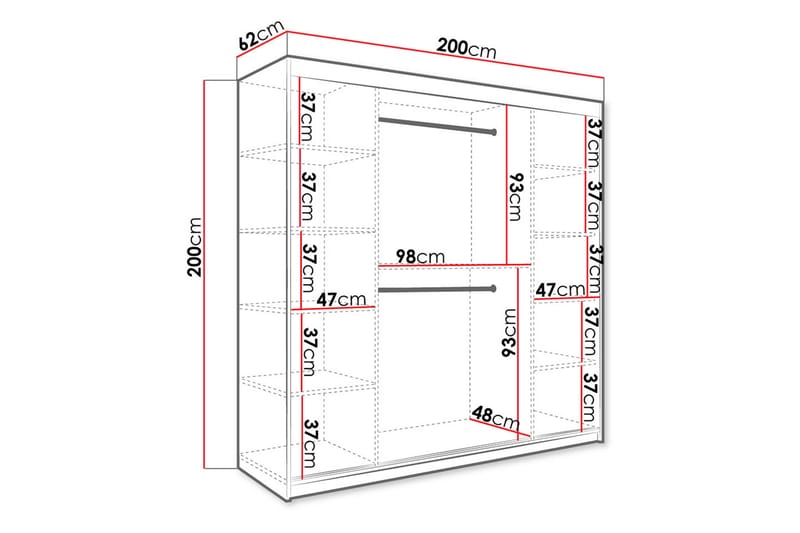 MARMUL Garderob 200  cm Marmormönster Svart - Förvaring - Sko- & klädförvaring - Garderober & garderobssystem