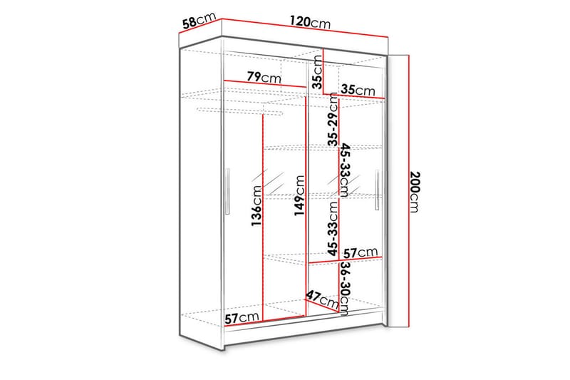 Miami Garderob 120x58x200 cm - Beige - Förvaring - Sko- & klädförvaring - Garderober & garderobssystem