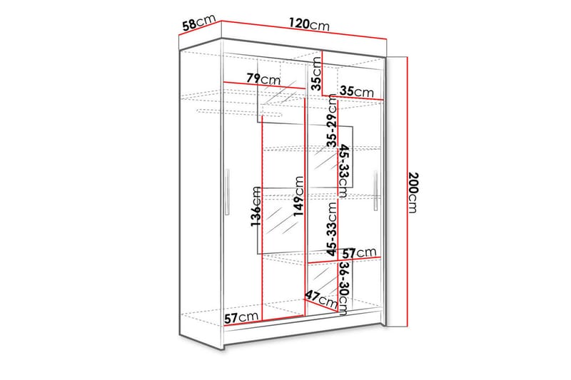 Miami Garderob 120x58x200 cm - Beige/Grå - Förvaring - Sko- & klädförvaring - Garderober & garderobssystem