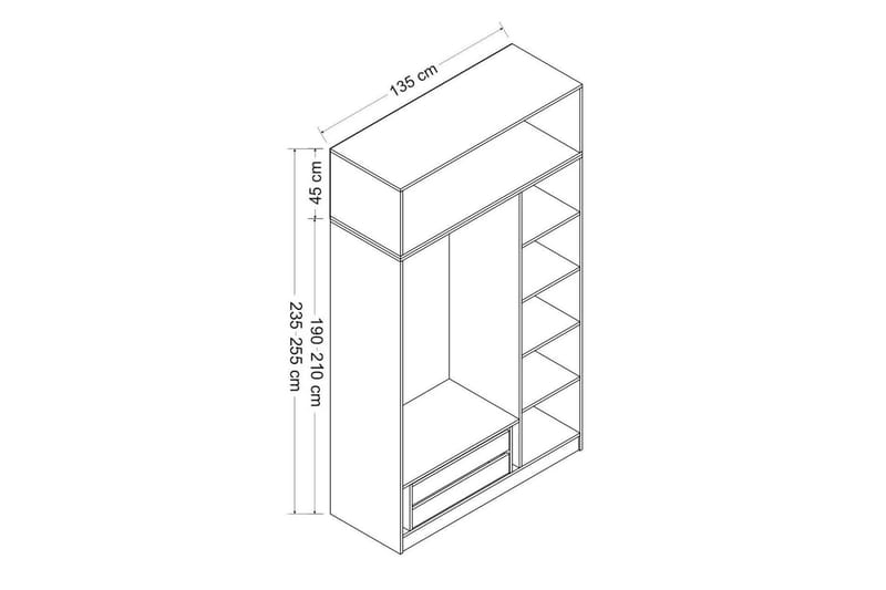 Minar Garderob 135 cm Antracit - Förvaring - Sko- & klädförvaring - Garderober & garderobssystem