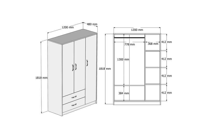 NOORDBEMS Garderob 48x120 Natur - Förvaring - Sko- & klädförvaring - Garderober & garderobssystem