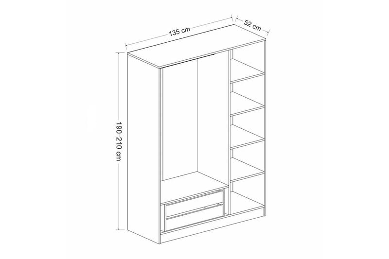 Poolburn Garderob 135 cm Antracit - Förvaring - Sko- & klädförvaring - Garderober & garderobssystem