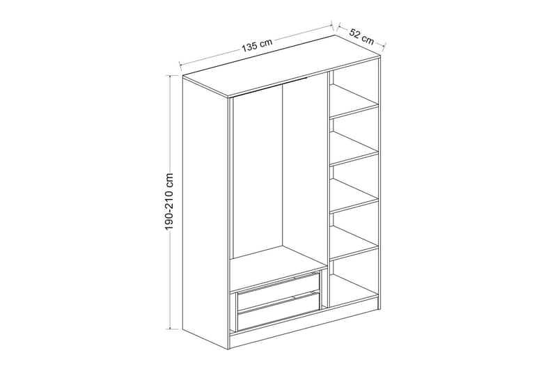 Poolburn Garderob 135 cm Brun - Förvaring - Sko- & klädförvaring - Garderober & garderobssystem