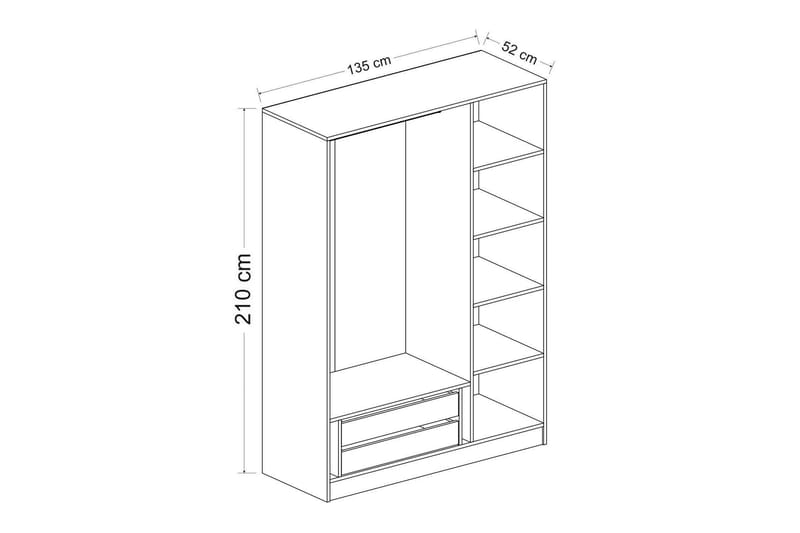 Poolburn Garderob 135 cm Brun - Förvaring - Sko- & klädförvaring - Garderober & garderobssystem