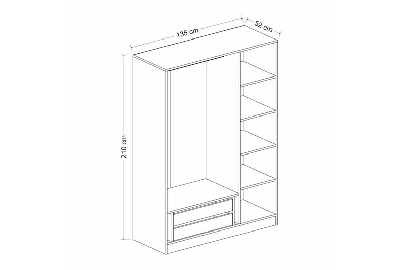 Poolburn Garderob 135 cm Ek - Förvaring - Sko- & klädförvaring - Garderober & garderobssystem