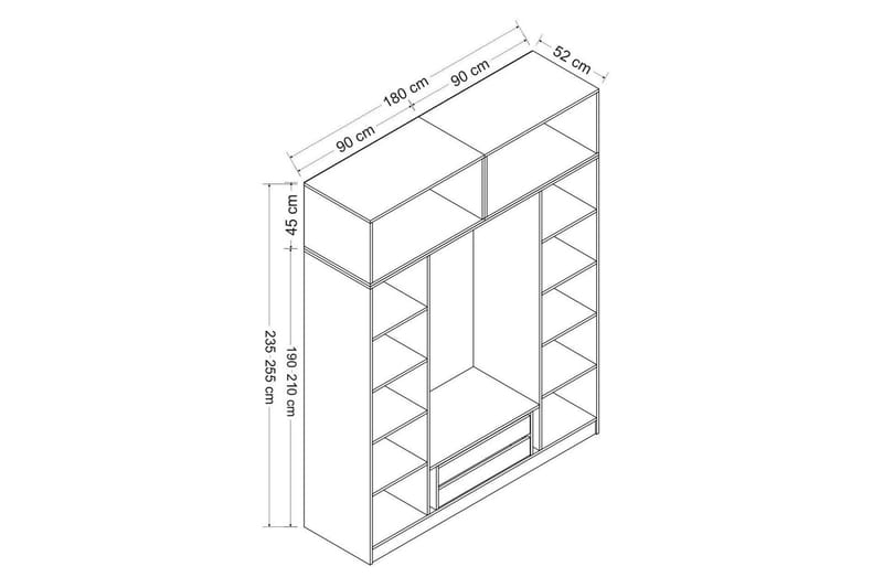 Poolburn Garderob 180 cm Antracit - Förvaring - Sko- & klädförvaring - Garderober & garderobssystem