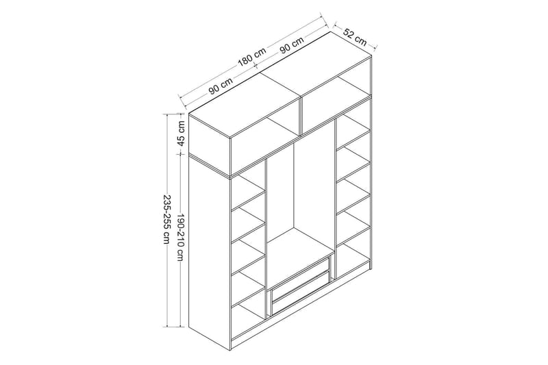 Poolburn Garderob 180 cm Antracit - Förvaring - Sko- & klädförvaring - Garderober & garderobssystem