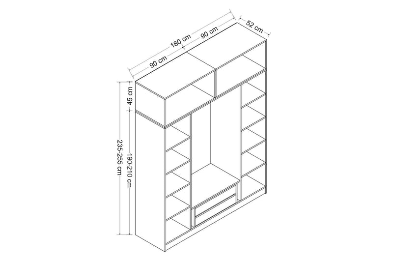 Poolburn Garderob 180 cm Antracit - Förvaring - Sko- & klädförvaring - Garderober & garderobssystem