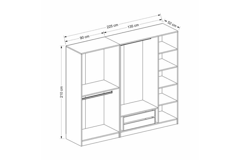 Poolburn Garderob 225 cm Antracit - Förvaring - Sko- & klädförvaring - Garderober & garderobssystem