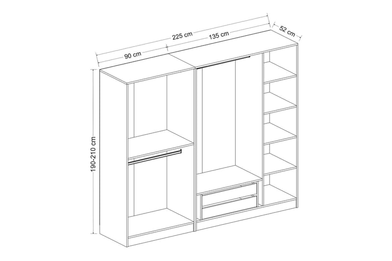 Poolburn Garderob 225 cm Brun - Förvaring - Sko- & klädförvaring - Garderober & garderobssystem