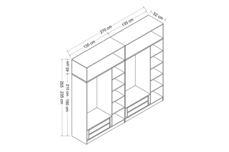 Poolburn Garderob 270 cm Antracit - Förvaring - Sko- & klädförvaring - Garderober & garderobssystem