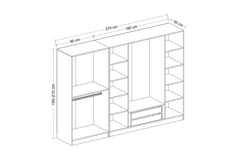 Poolburn Garderob 270 cm Antracit - Förvaring - Sko- & klädförvaring - Garderober & garderobssystem