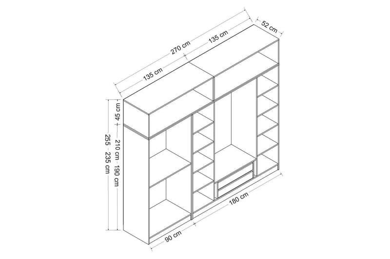 Poolburn Garderob 270 cm Antracit - Förvaring - Sko- & klädförvaring - Garderober & garderobssystem