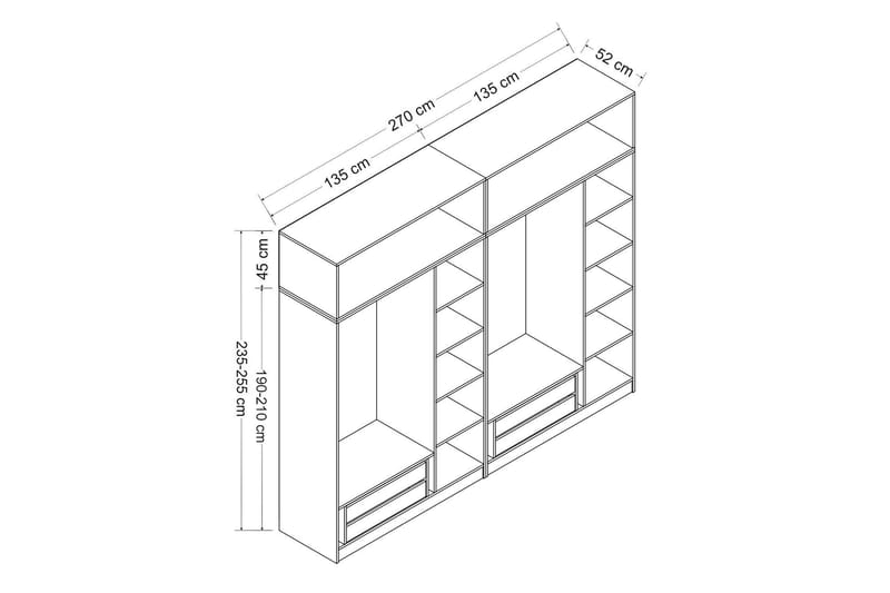 Poolburn Garderob 270 cm Brun - Förvaring - Sko- & klädförvaring - Garderober & garderobssystem