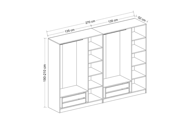 Poolburn Garderob 270 cm Grå/Brun - Förvaring - Sko- & klädförvaring - Garderober & garderobssystem