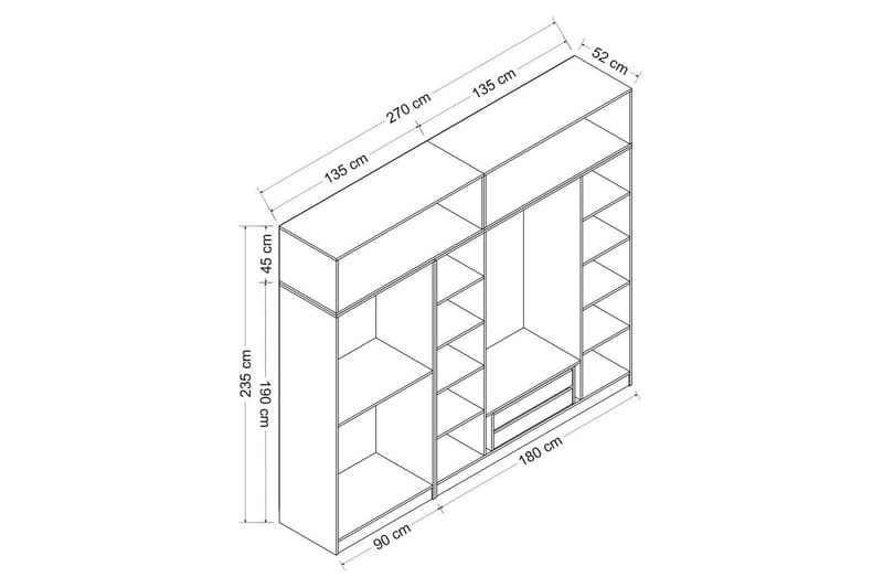 Poolburn Garderob 270 cm Vit - Förvaring - Sko- & klädförvaring - Garderober & garderobssystem