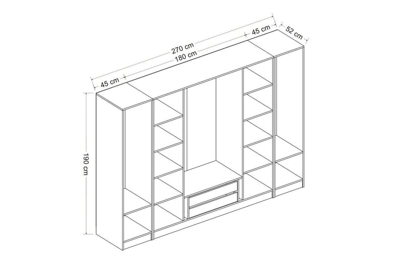 Poolburn Garderob 270 cm Vit/Brun - Förvaring - Sko- & klädförvaring - Garderober & garderobssystem