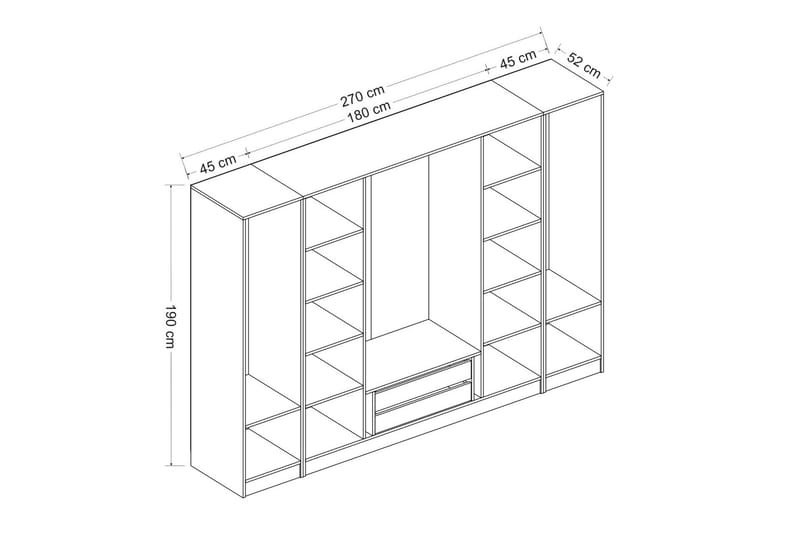 Poolburn Garderob 270 cm Vit/Grå - Förvaring - Sko- & klädförvaring - Garderober & garderobssystem